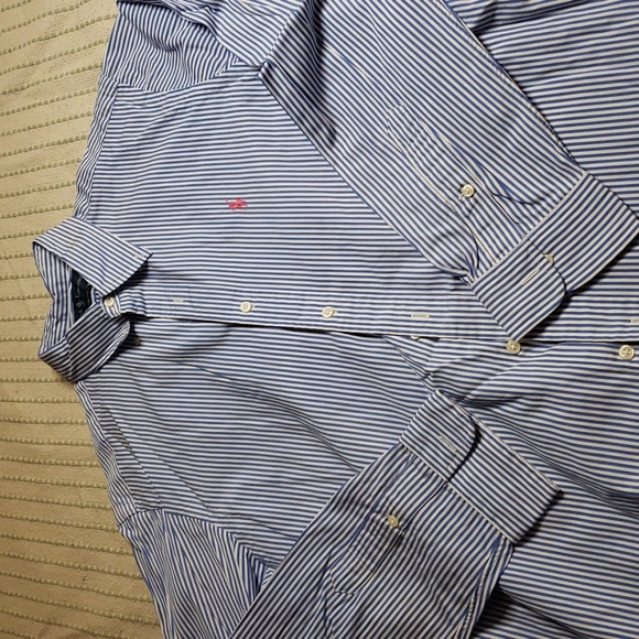 Ralph Lauren men's blue/white stripes "custom fit" button down long sleeve - Picture 3 of 7